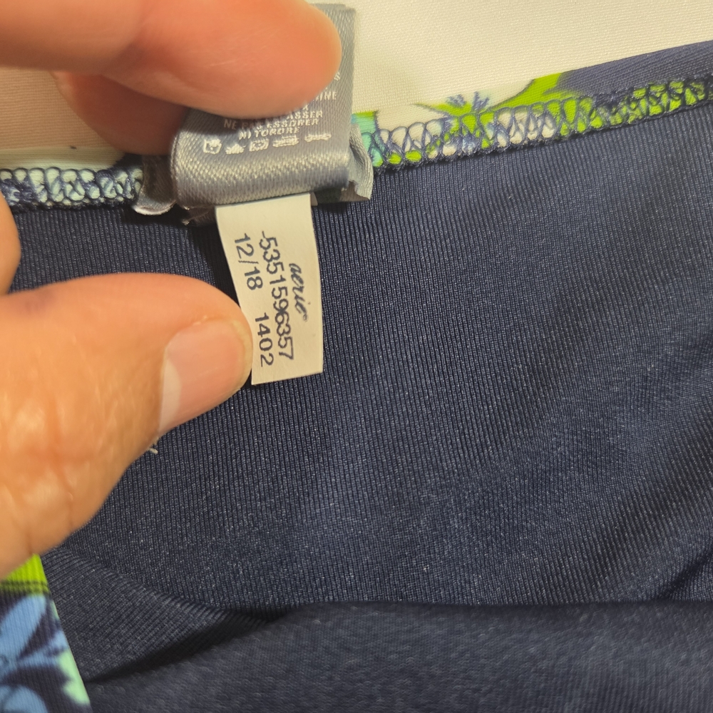 Aerie High-Waist Floral Bikini Bottoms Swim Navy & Green Feminine Summer Beach - Picture 3 of 7